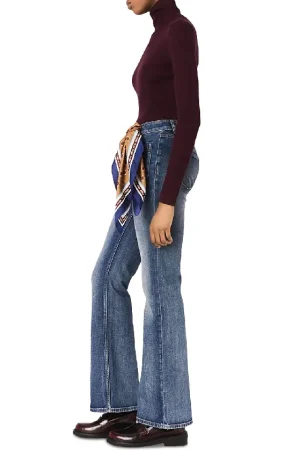 Zip Pocket Bootcut Jeans in Blue